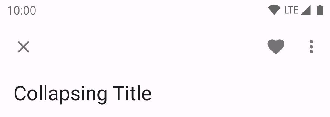 Medium top app bar with light background and grey icons with the page title on a new line below the icons.