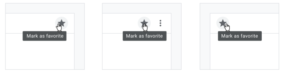 End, center, and start alignment of tooltip on icon button in a LTR page