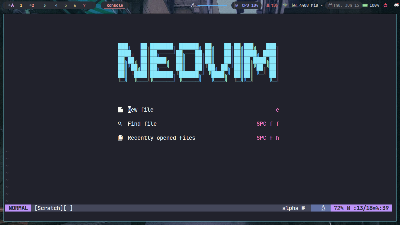 Screenshot Alpha neovim