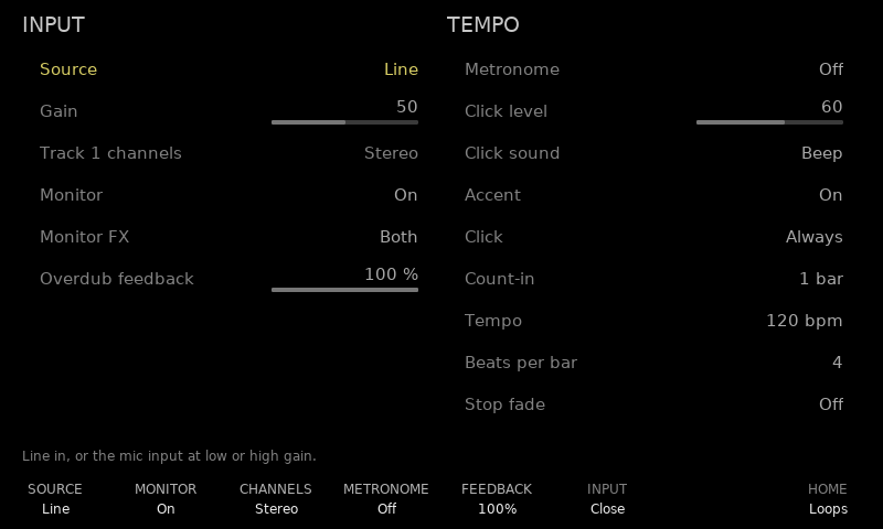 The Input page