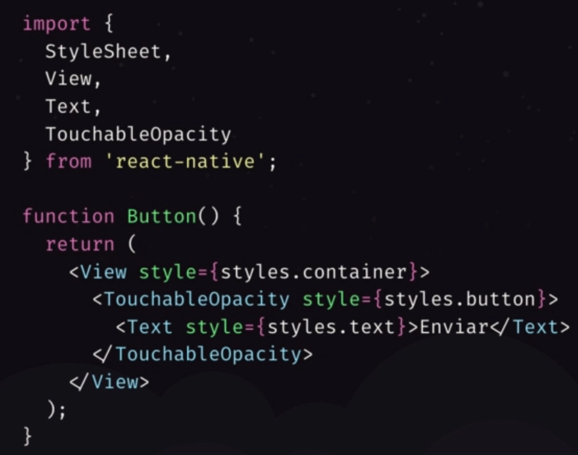 Sintaxe de componentes do react native