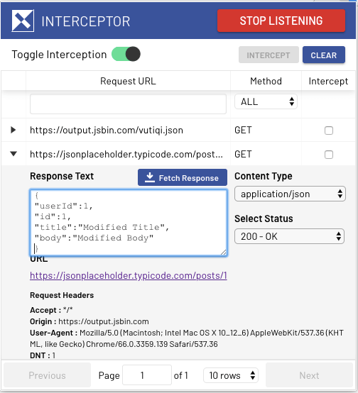 Specify mock responses using Interceptor as shown