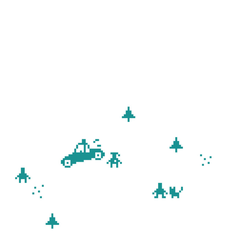 Screenshot of a minimalist Bitsy game