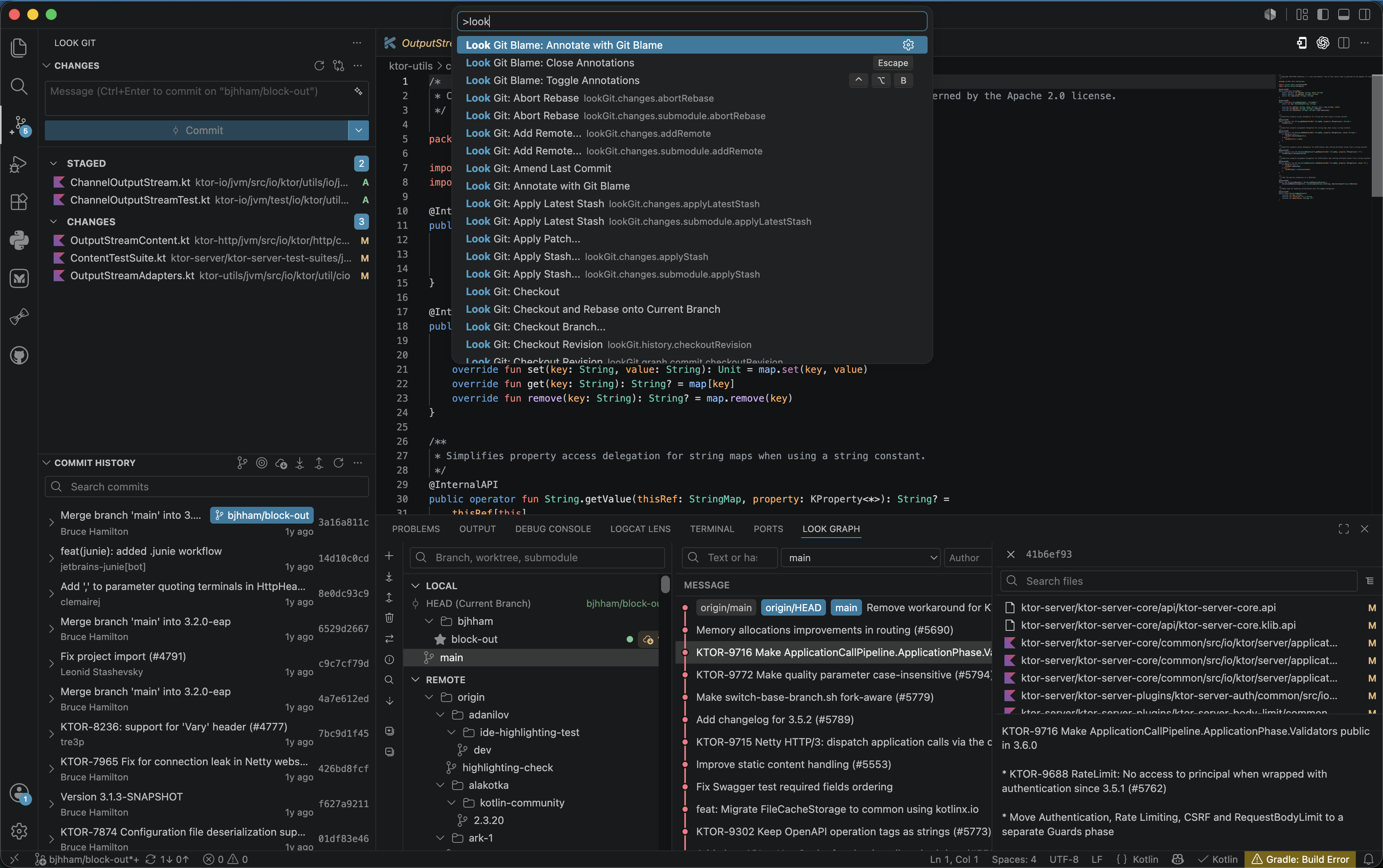 Look Git commands in the Visual Studio Code Command Palette