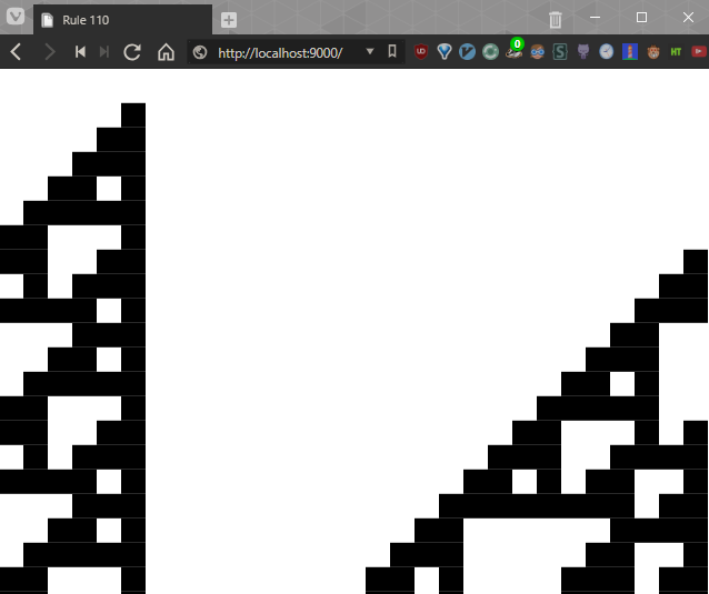Screenshot of a rule110 browser window