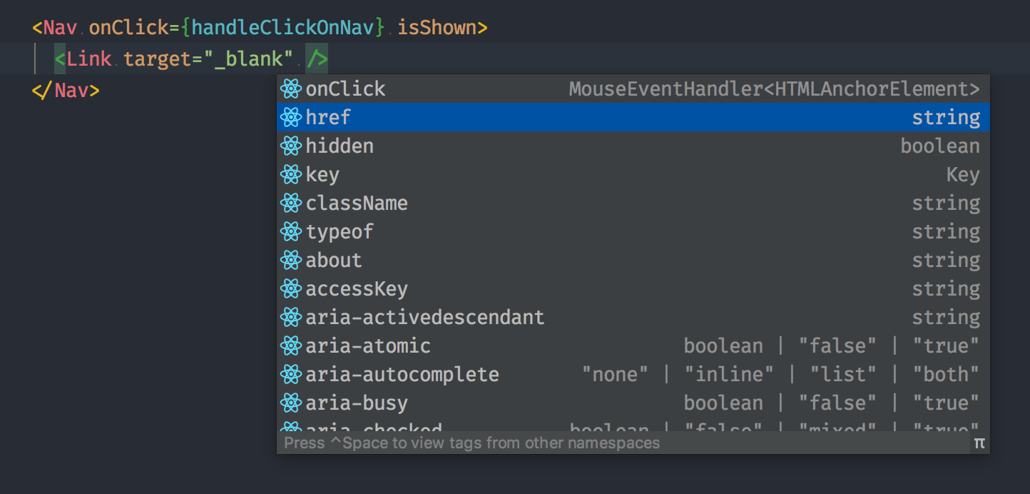 Typescript: Autocompletion in JSX