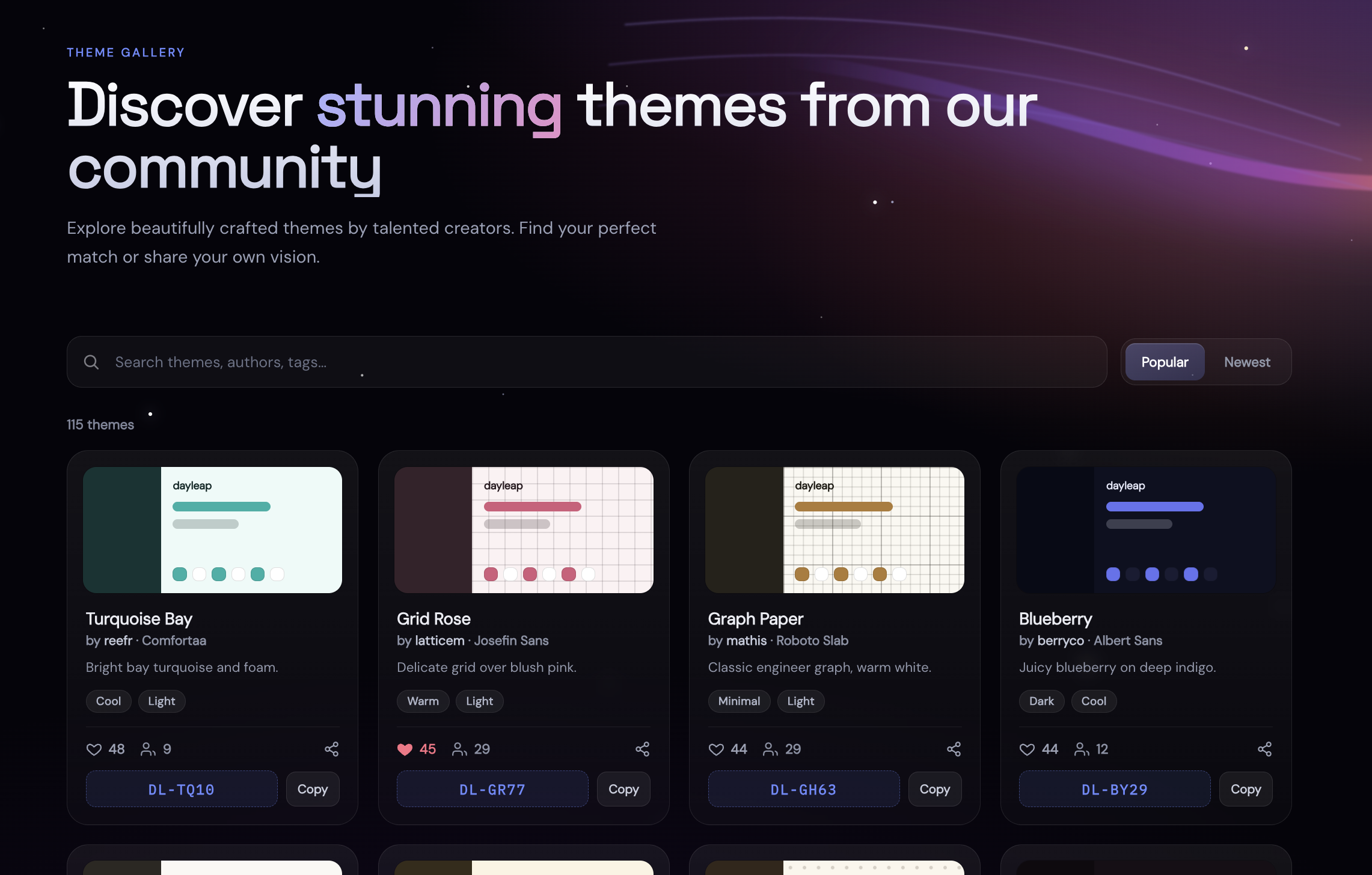 dayleap community theme gallery