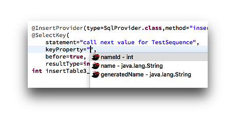 autocomplete return type properties in java