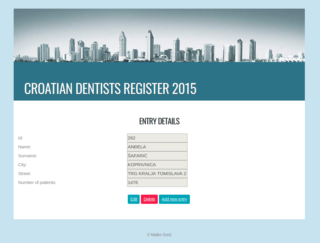 Croatian Dentists Register - View Detils - Matko Soric