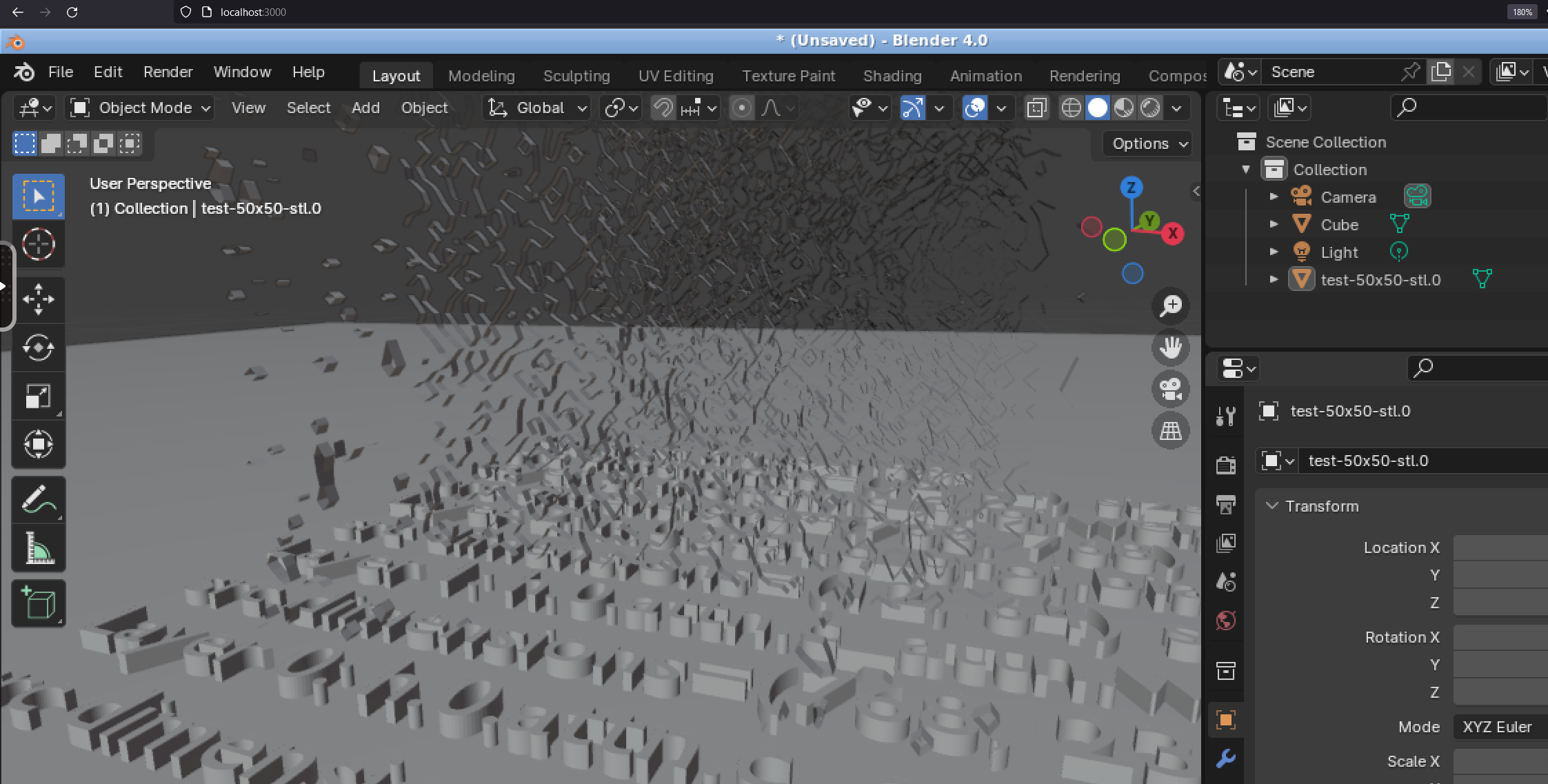 Viewing End to End STL Mesh Export Worked with the LinuxServer Blender container