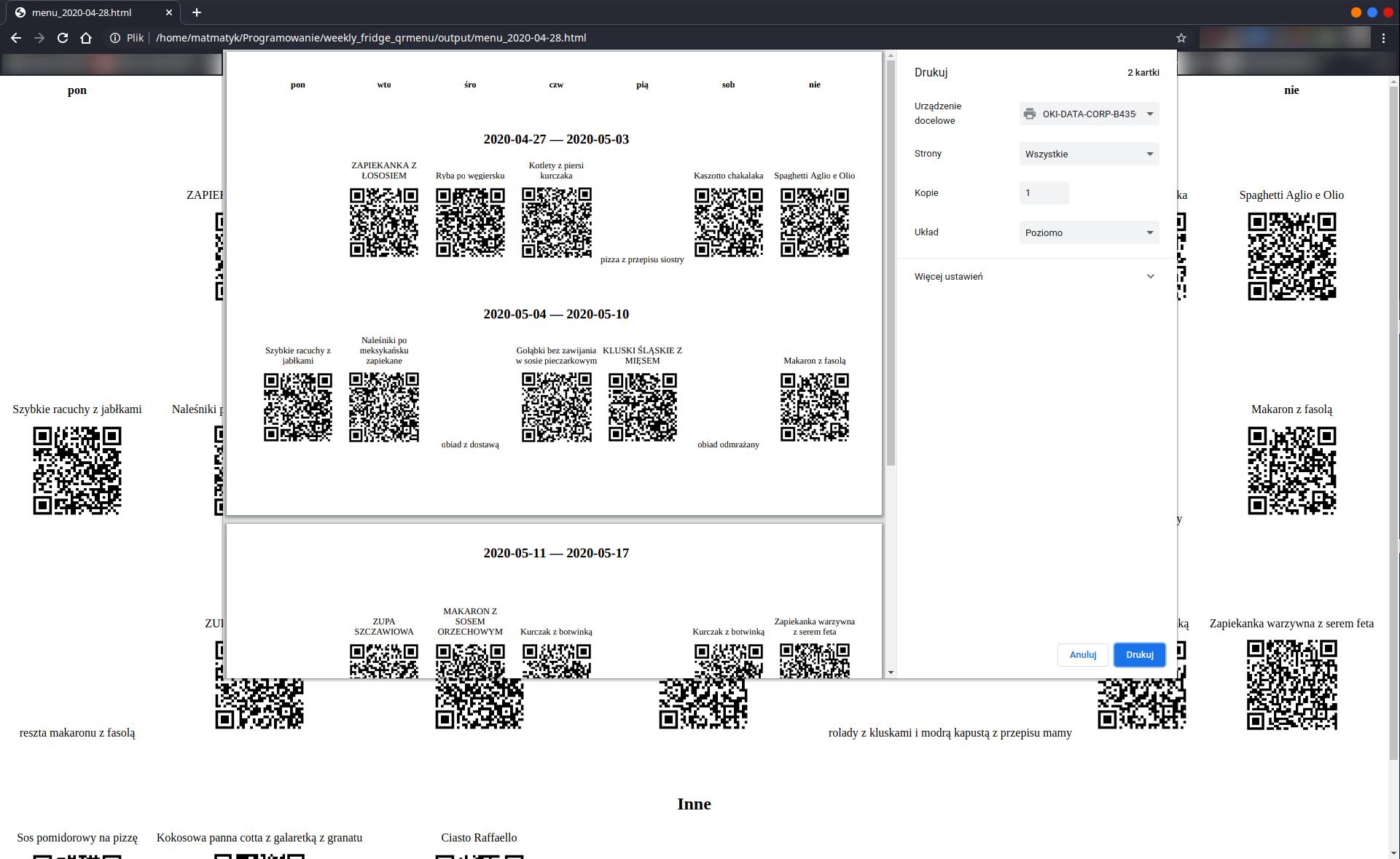 Printing generated HTML file