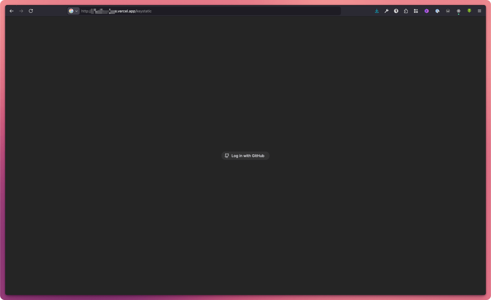 Keystatic login screen