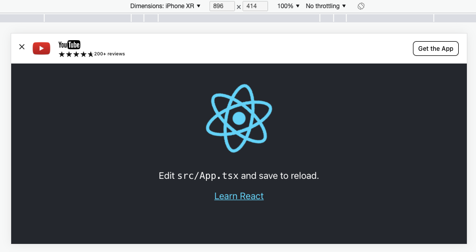 Showing the preview of the react-mobile-animated-banner using horizontal iPhone XR 