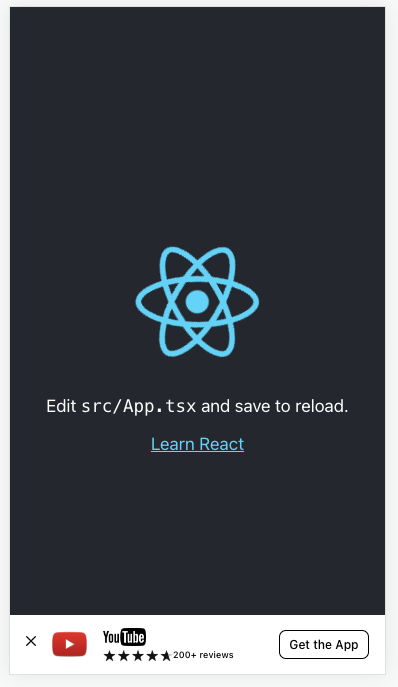 Showing the preview of the react-mobile-animated-banner on the bottom side using iPhone XR 