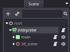 Screenshot of SGLscriptInterpreter with two child nodes