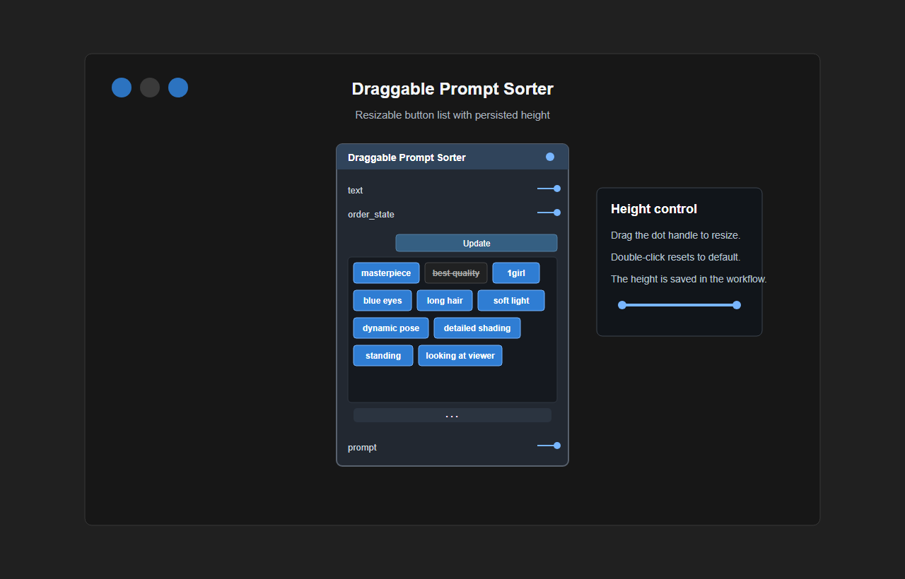 Draggable Prompt Sorter resize UI