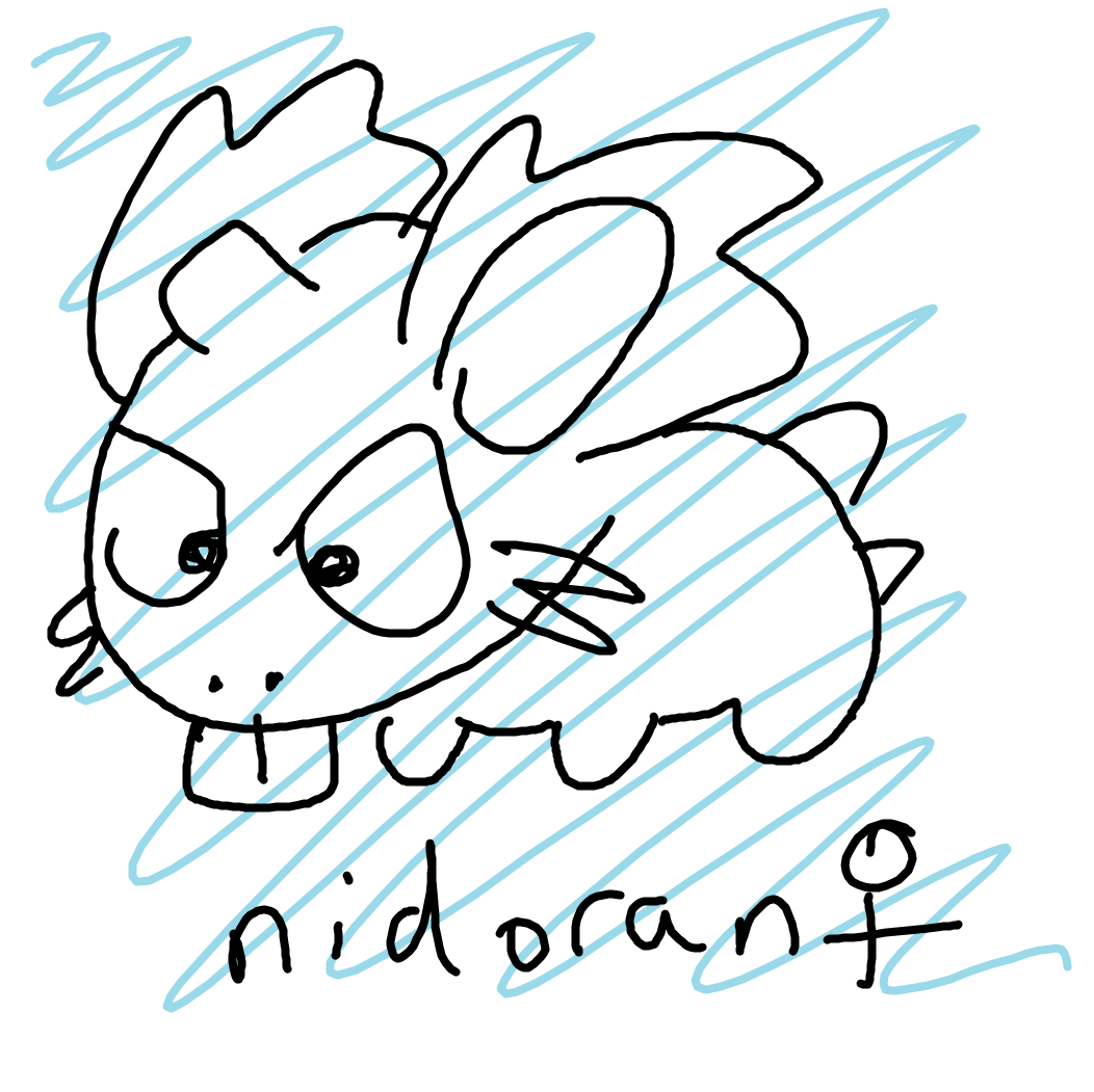 A hand-drawn image of the Pokémon Nidoran