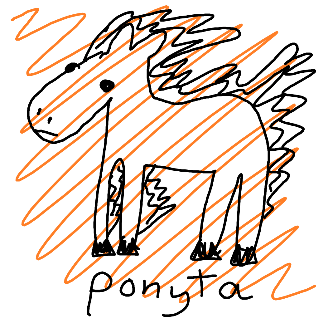 A hand-drawn image of the Pokémon Ponyta