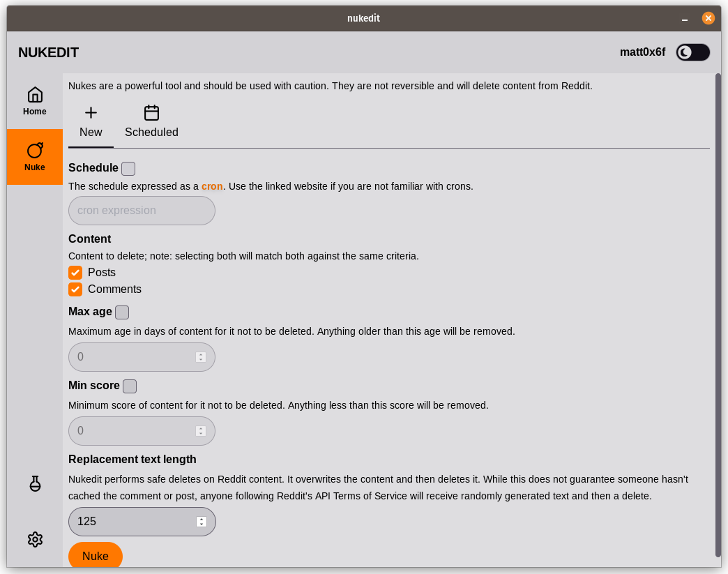 Nuke configuration preview