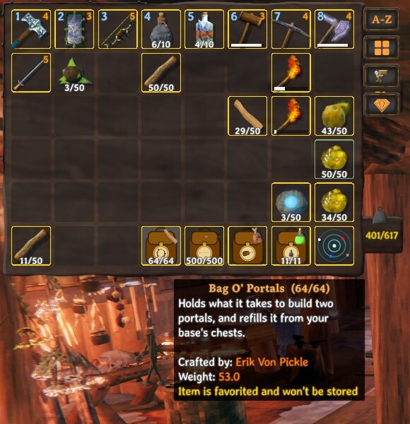 Bag O' Heim packs in the inventory, with a pack's tooltip