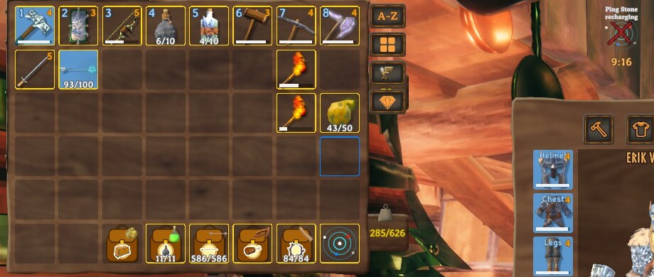 The Ping Stone in the inventory, with its recharge countdown at the top right