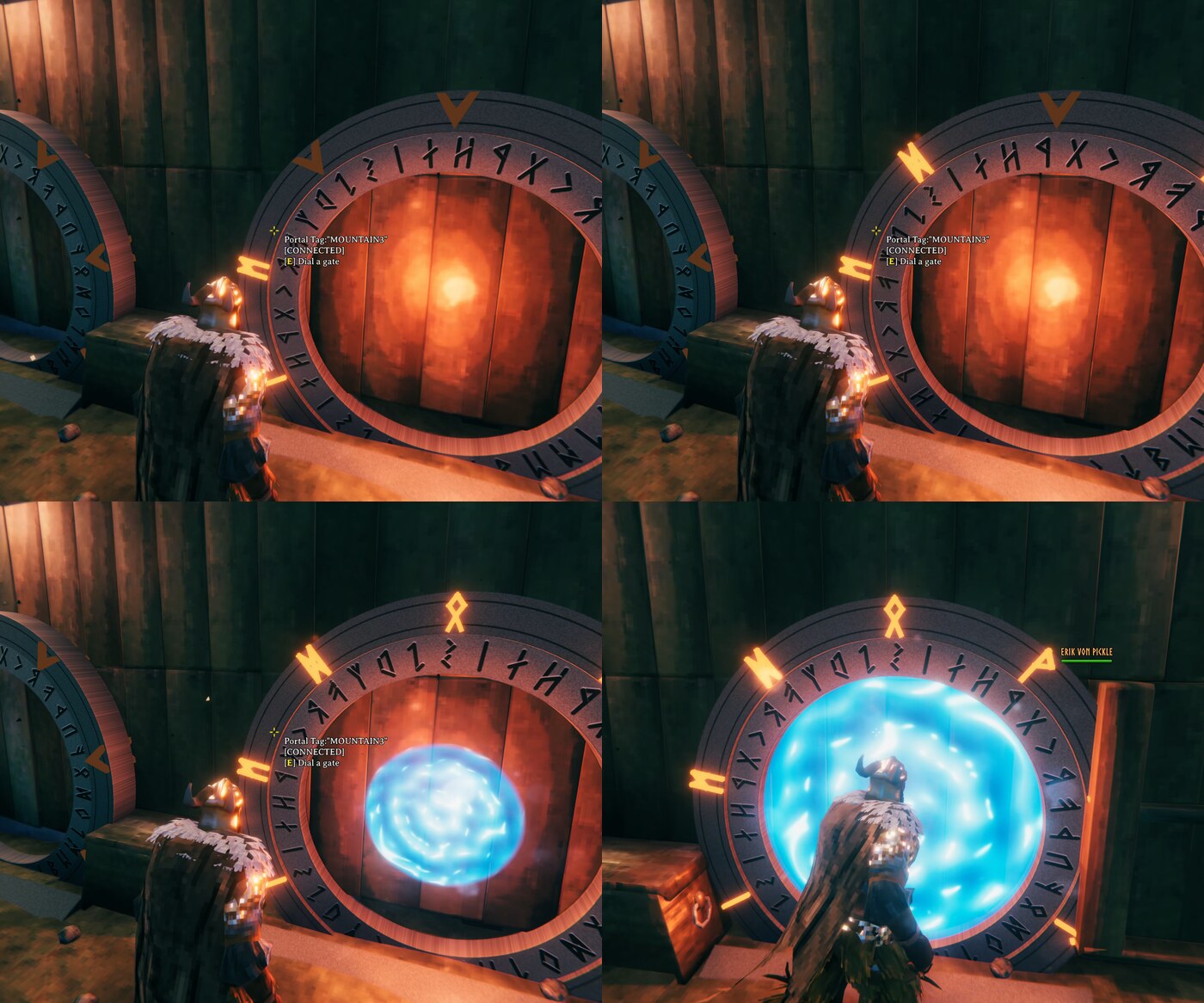 The start-up: the gate is dormant, the Chevrunes light up, then the water fills the opening