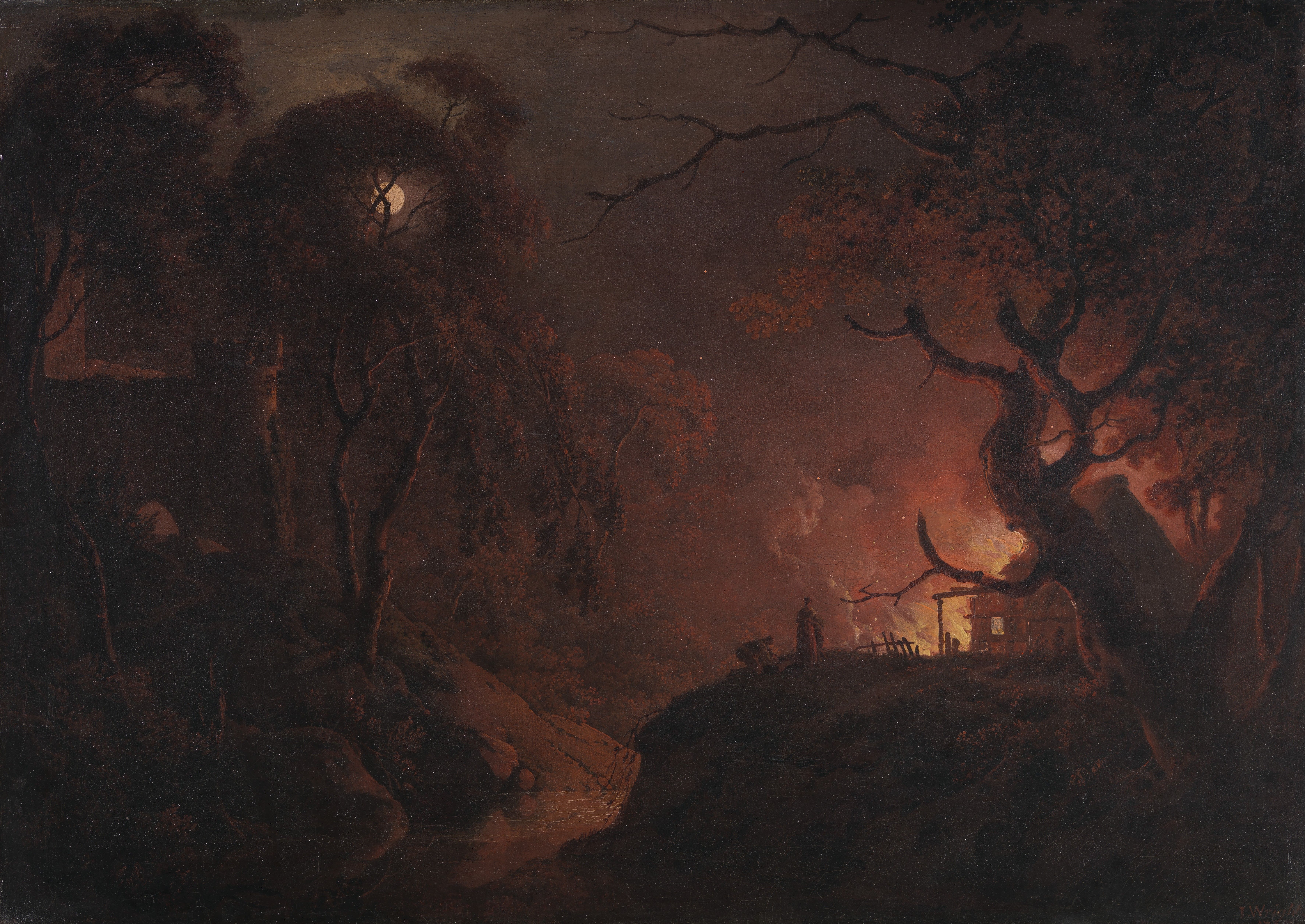 Cottage on Fire at Night (between 1785–1793)