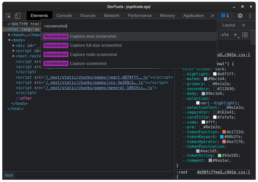 Taking screenshot of elements in Brave