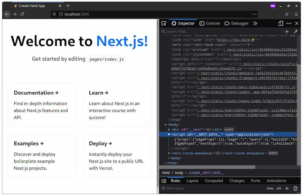 Inspector tab with JavaScript