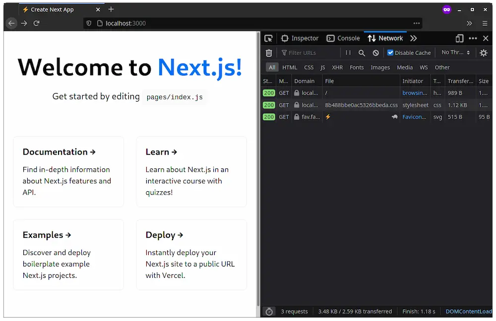 Network tab without JavaScript