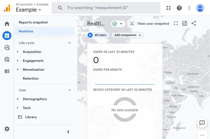 Realtime view of incoming data inside Google Analytics