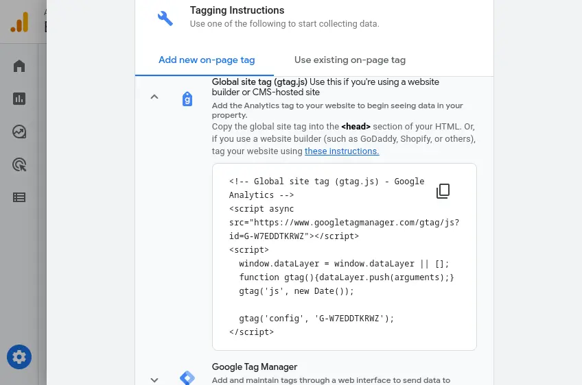 Tagging instructions on Google Analytics