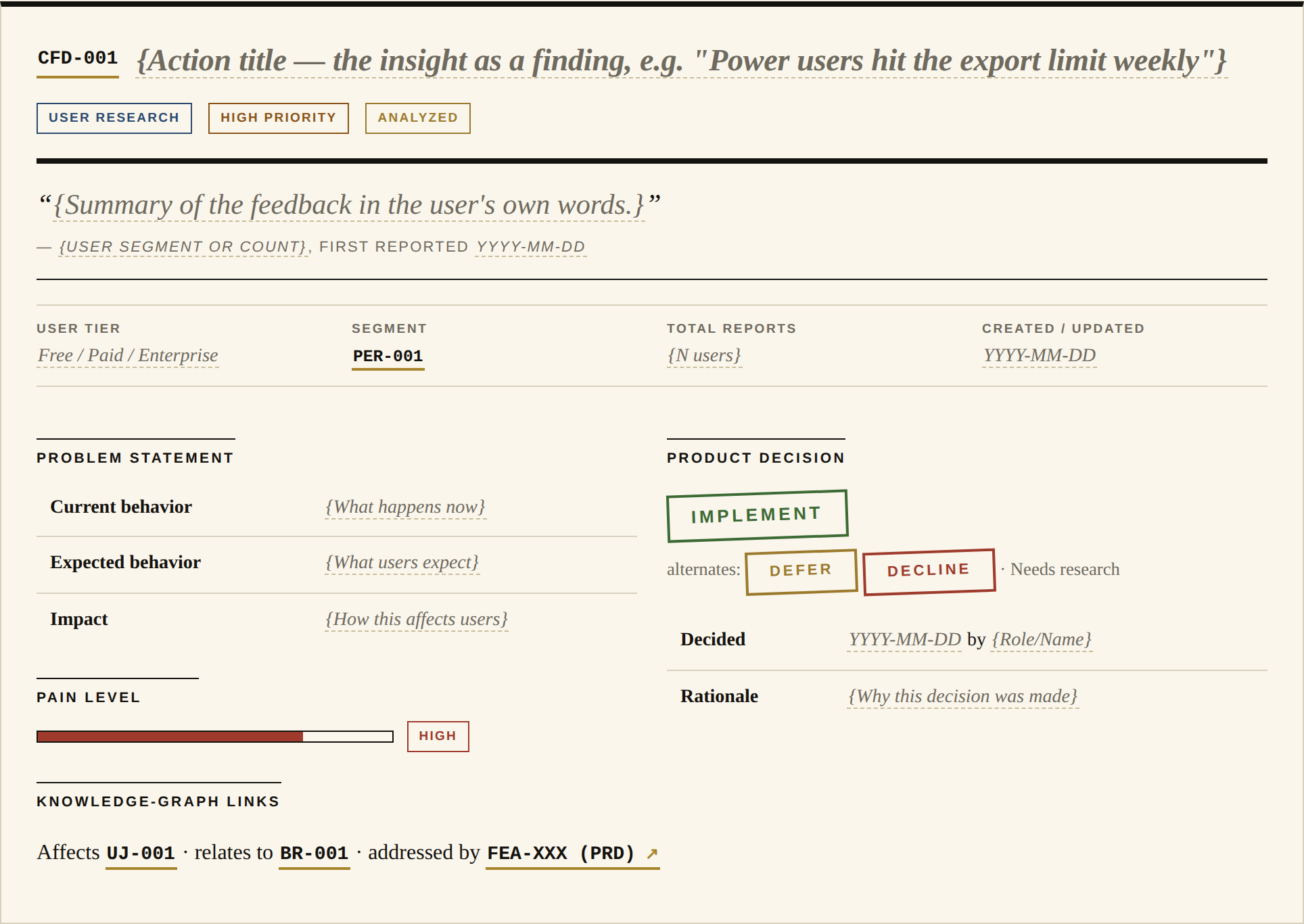 Customer feedback rendered as an insight card
