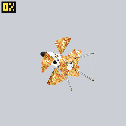 Solar sail courier deploying origami gold sails