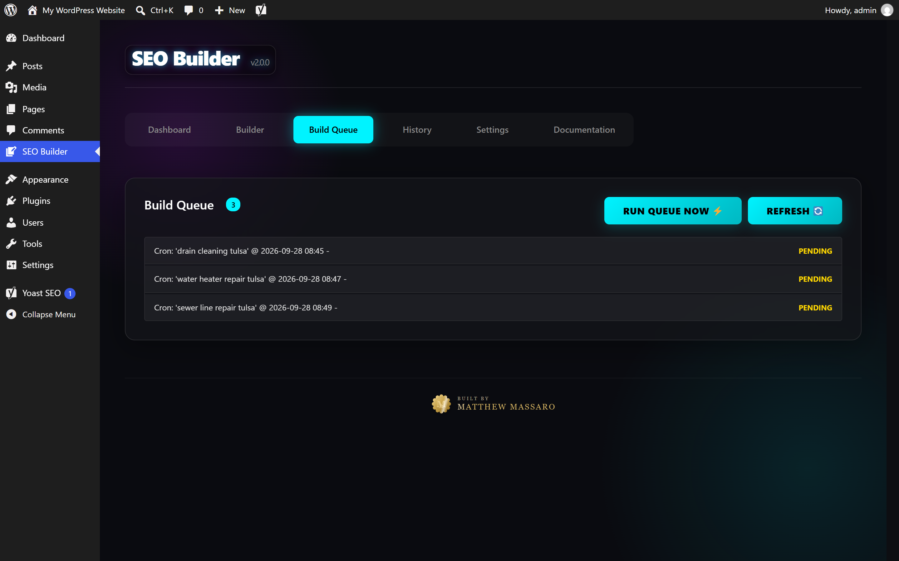 Build queue with three scheduled keywords