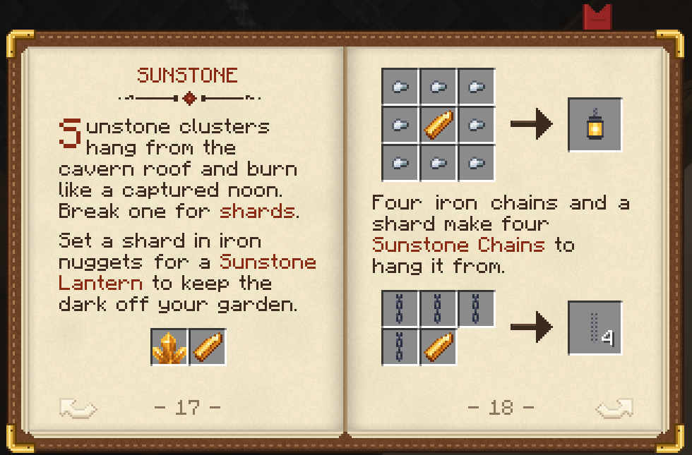 The almanac's chapter on sunstone, with recipes