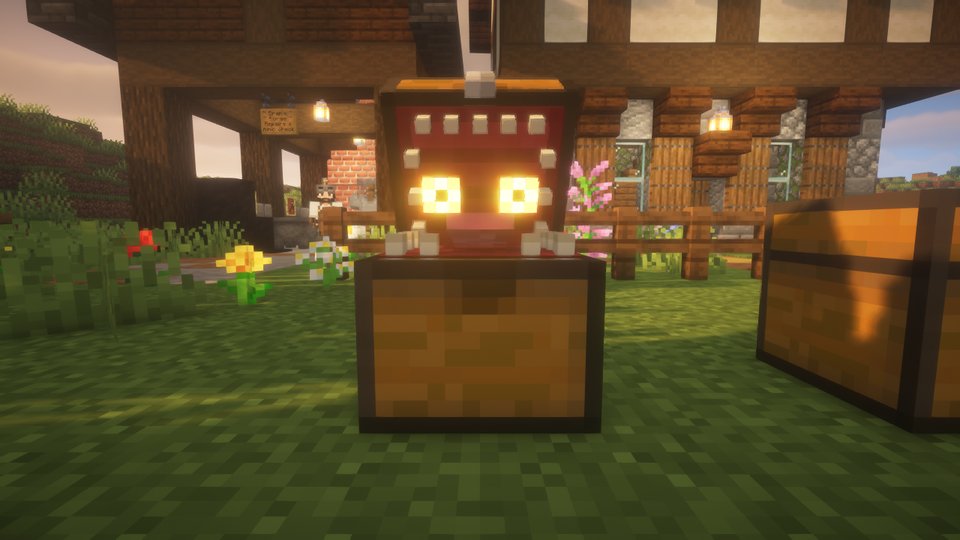 A mimic mid-bite, close up
