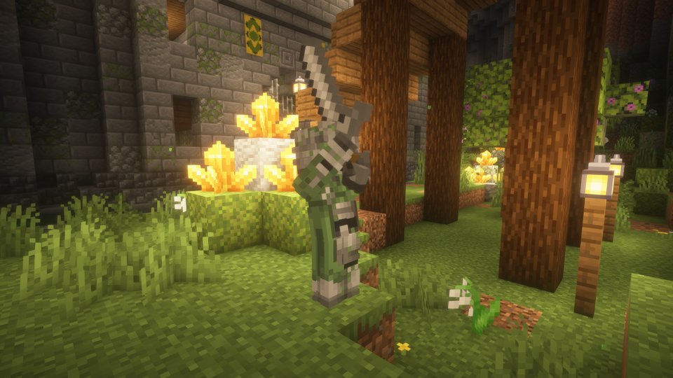 A Moss Knight lifting its greatsword to strike
