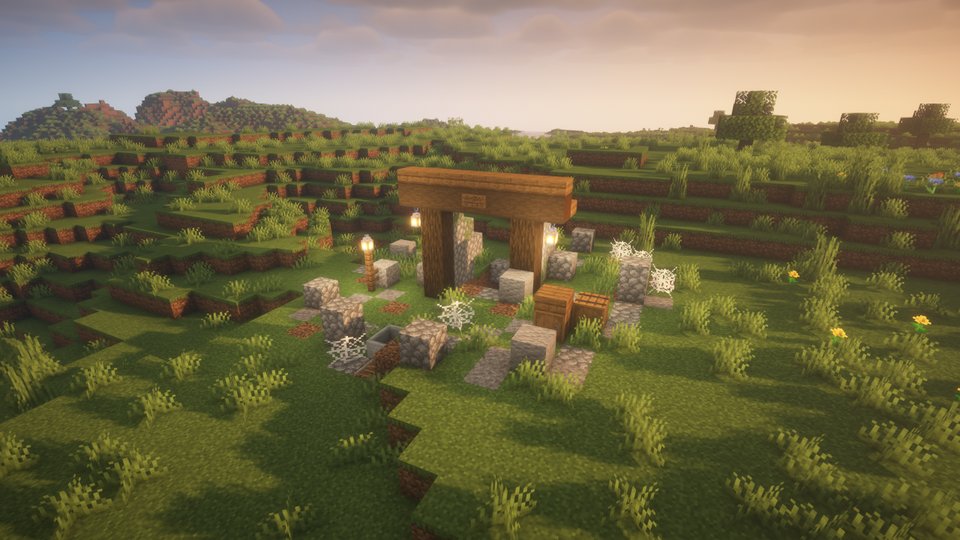 The mine entrance in a yard of rubble