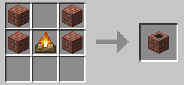 A campfire with bricks on either side and on the top corners