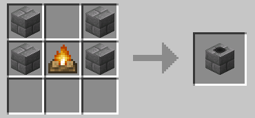 A campfire with stone bricks on either side and on the top corners