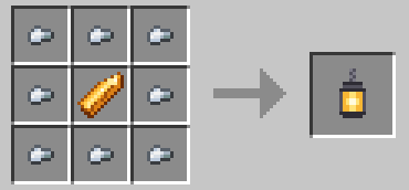 A Sunstone Shard surrounded by eight iron nuggets