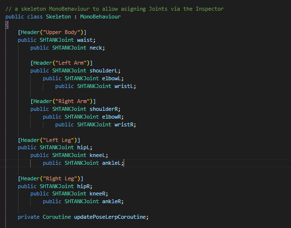 Code Snippet of Skeleton Class