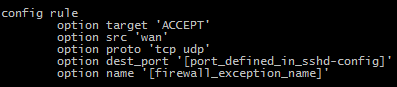 Example of firewall exception in /etc/config/firewall