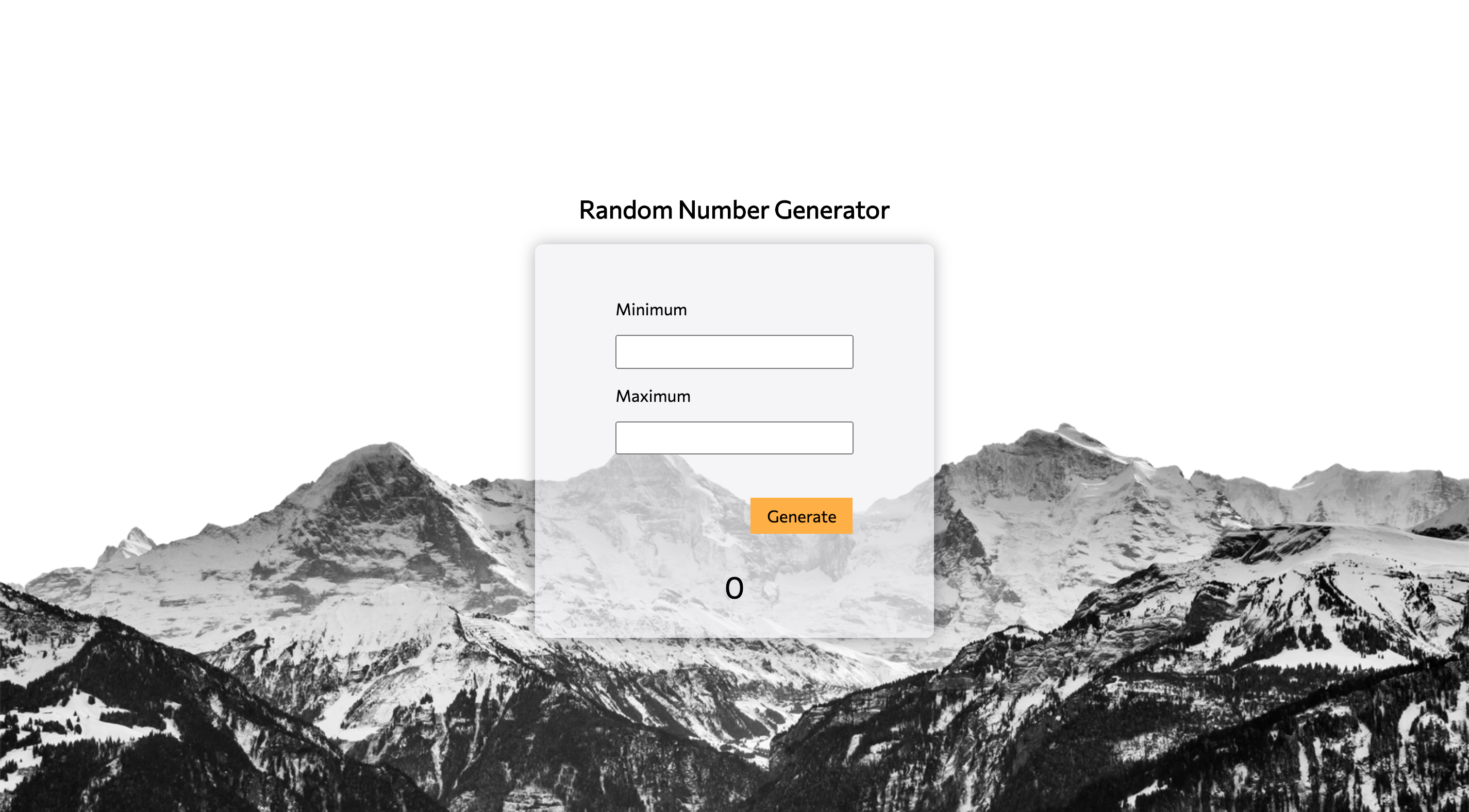 Screenshot of random number generator