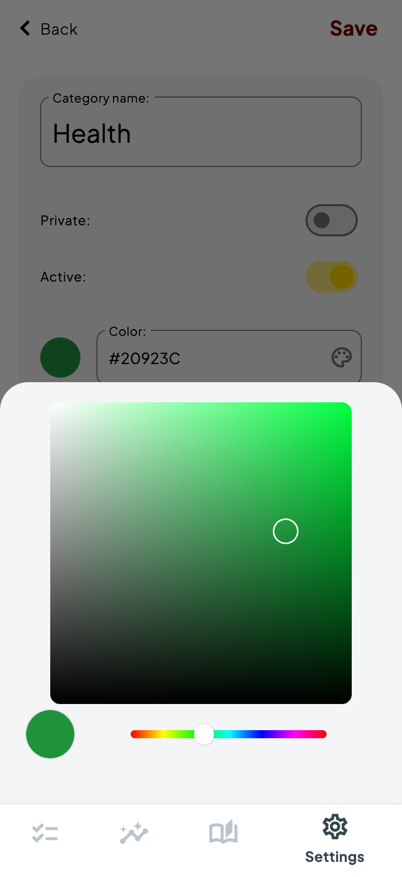 Health Category - Color Picker