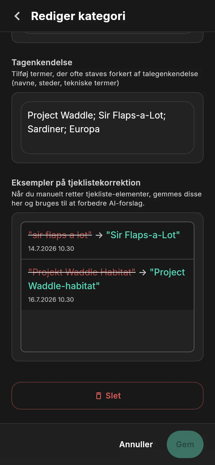 Avancerede indstillinger for Pingvinoperationer med Project Waddle-taleordforråd og indlærte tjeklisterettelser for Sir Flaps-a-Lot