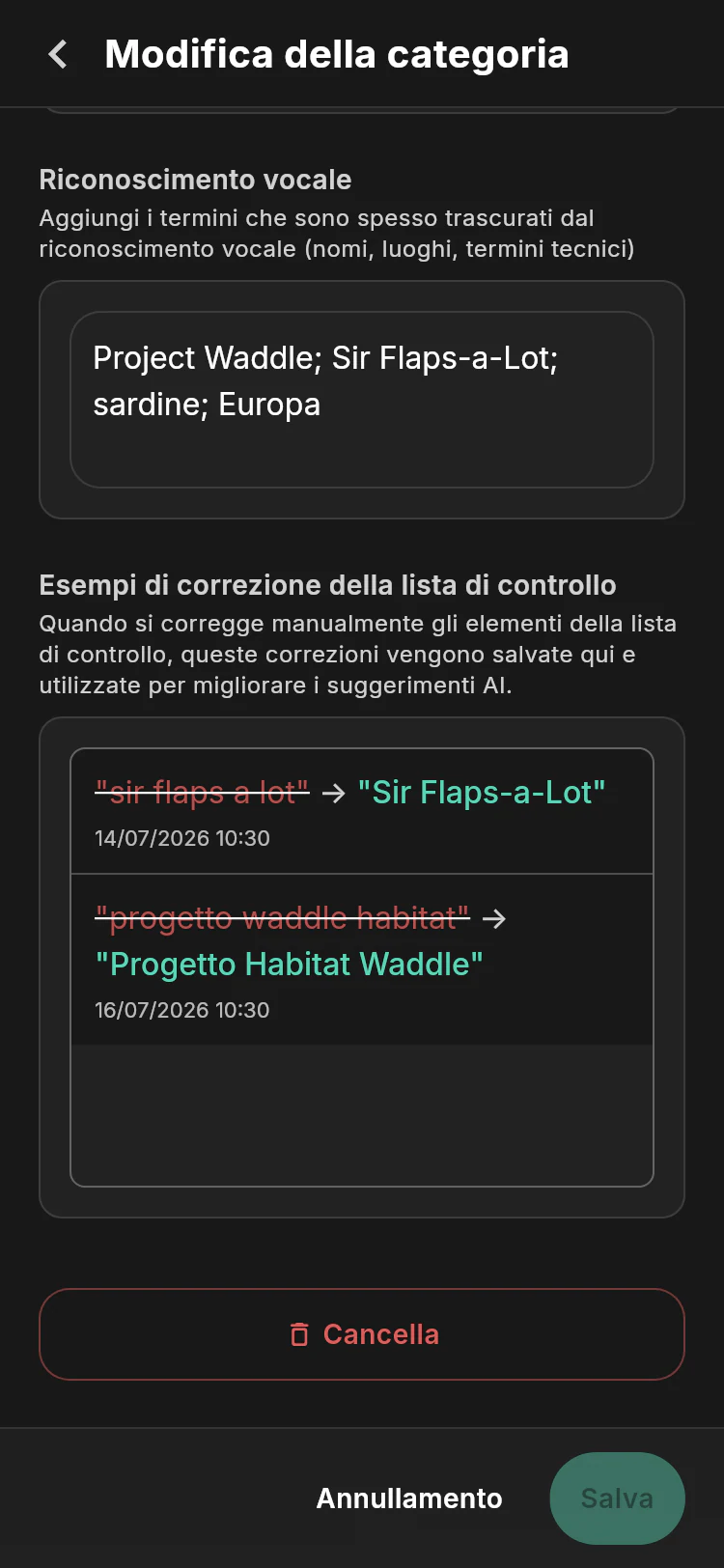 Operazioni Pinguino impostazioni avanzate con il vocabolario del discorso del progetto Waddle e correzioni della lista di controllo apprese per Sir Flaps-a-Lot