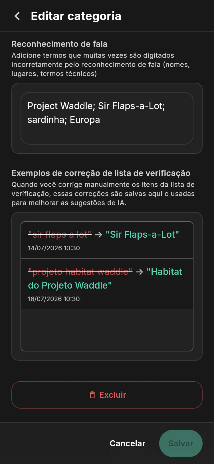 Configurações avançadas do Penguin Operations com vocabulário de fala do Project Waddle e correções de lista de verificação aprendidas para Sir Flaps-a-Lot