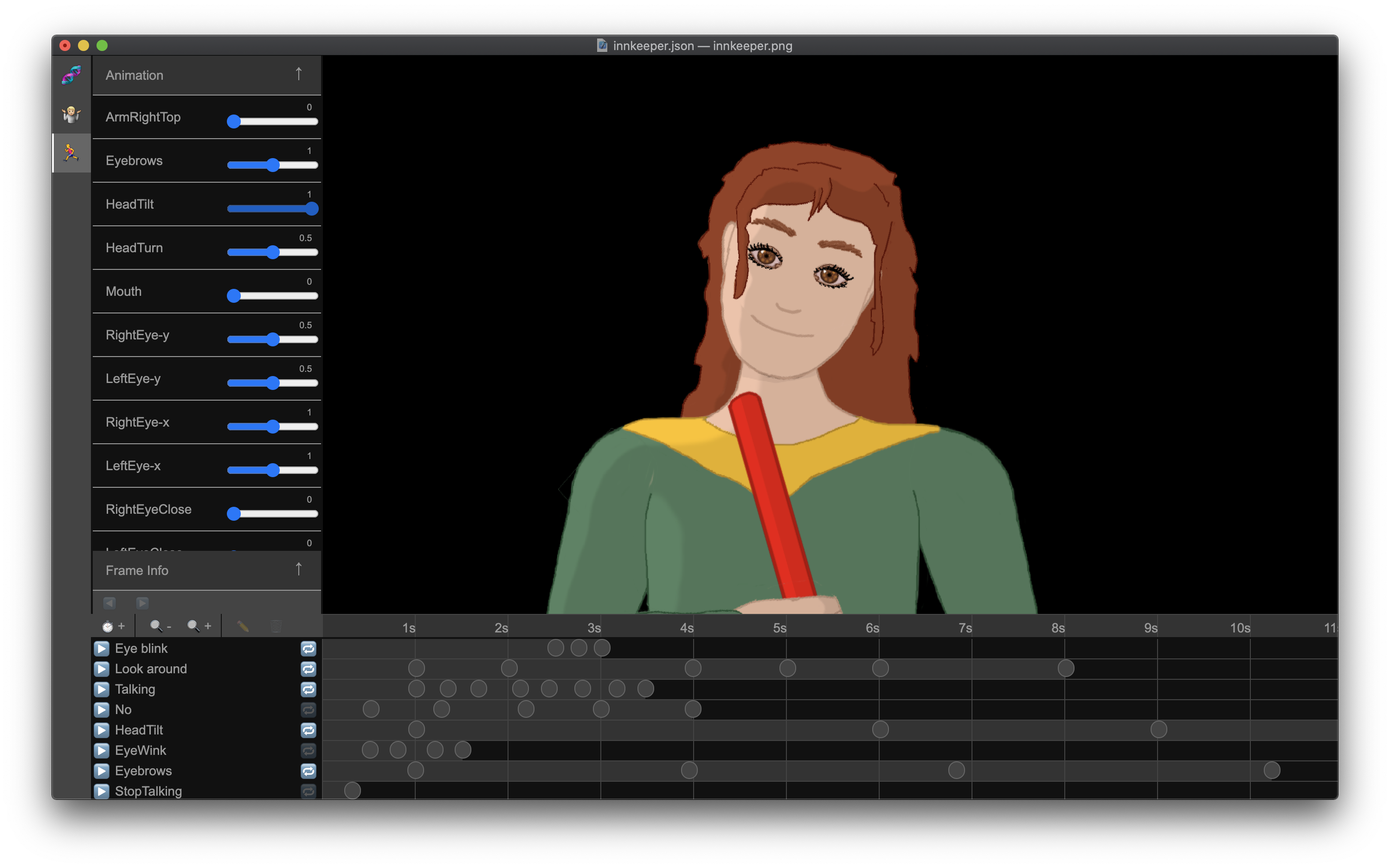 Screenshot: Animation screen